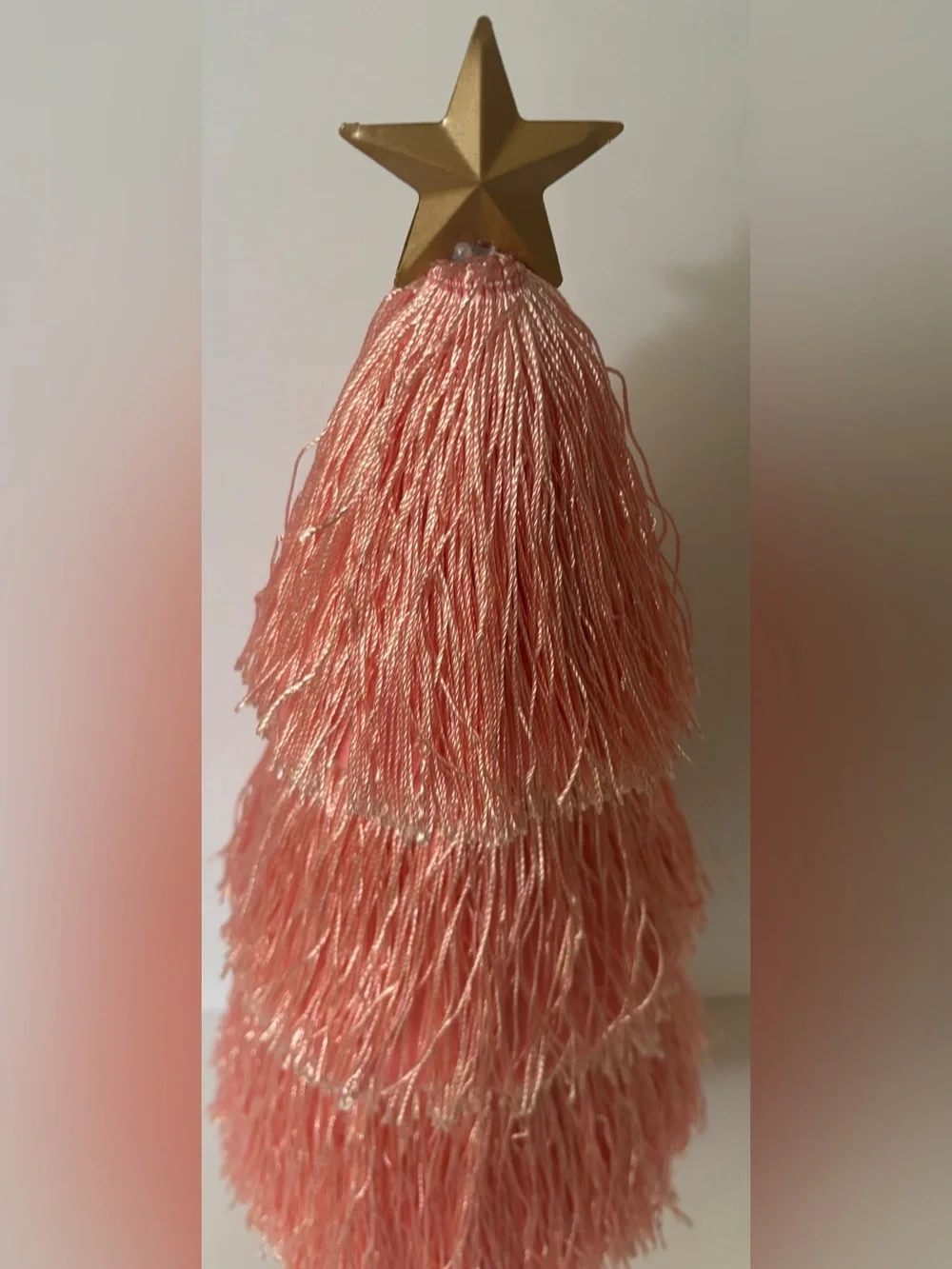 Tabletop fringe Christmas trees NEW NWT 2 total decor pink red 16”H